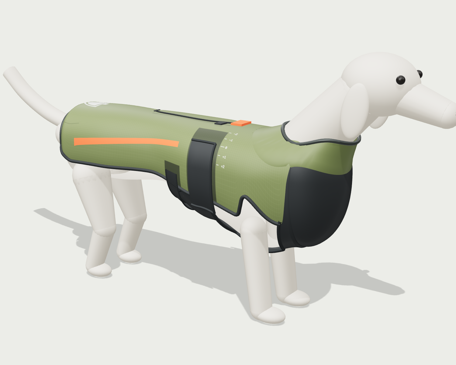 3D concept render of The Squall in Oilskin on a Dachshund form